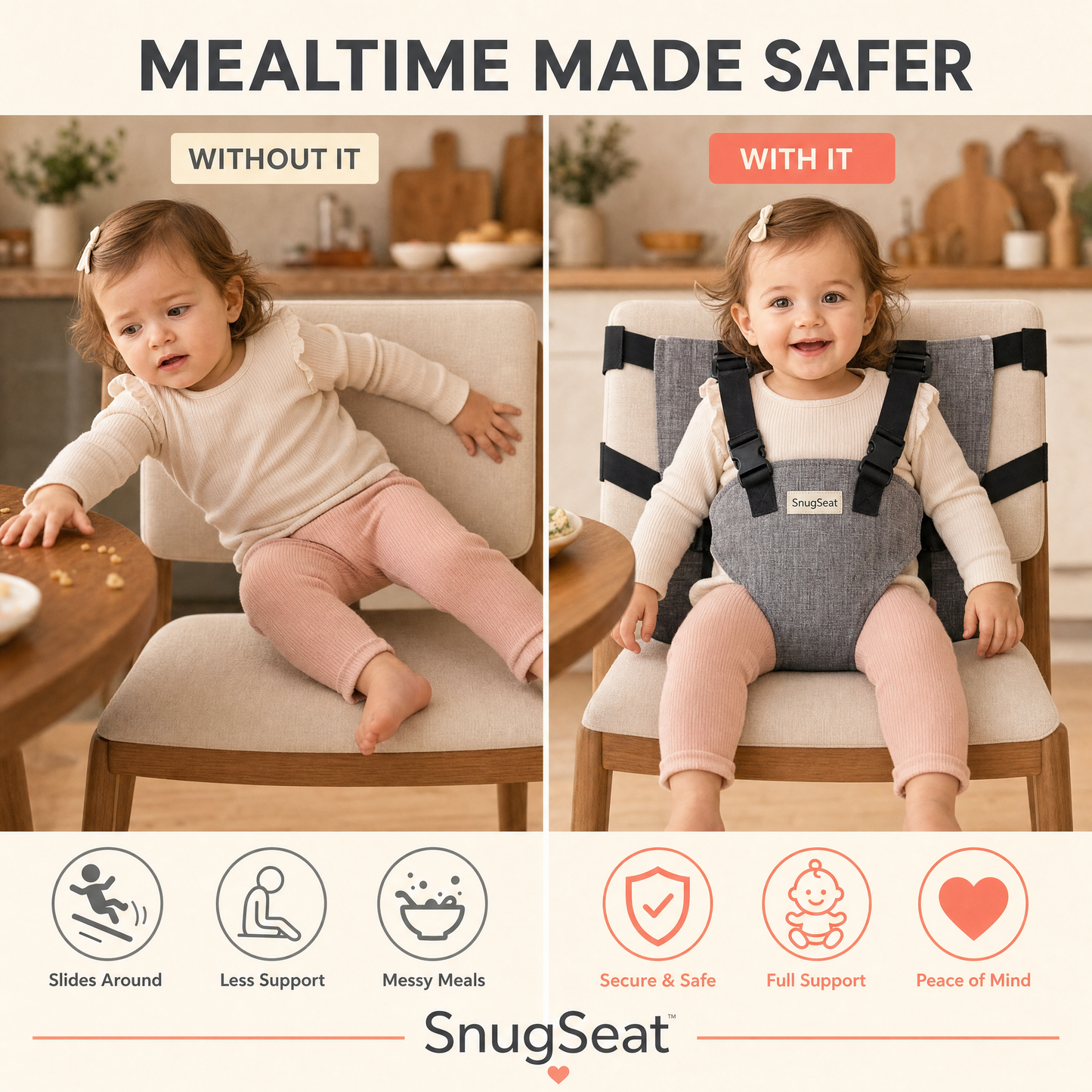 SnugSeat™ – Keep Baby Safe & Secure in Any Chair