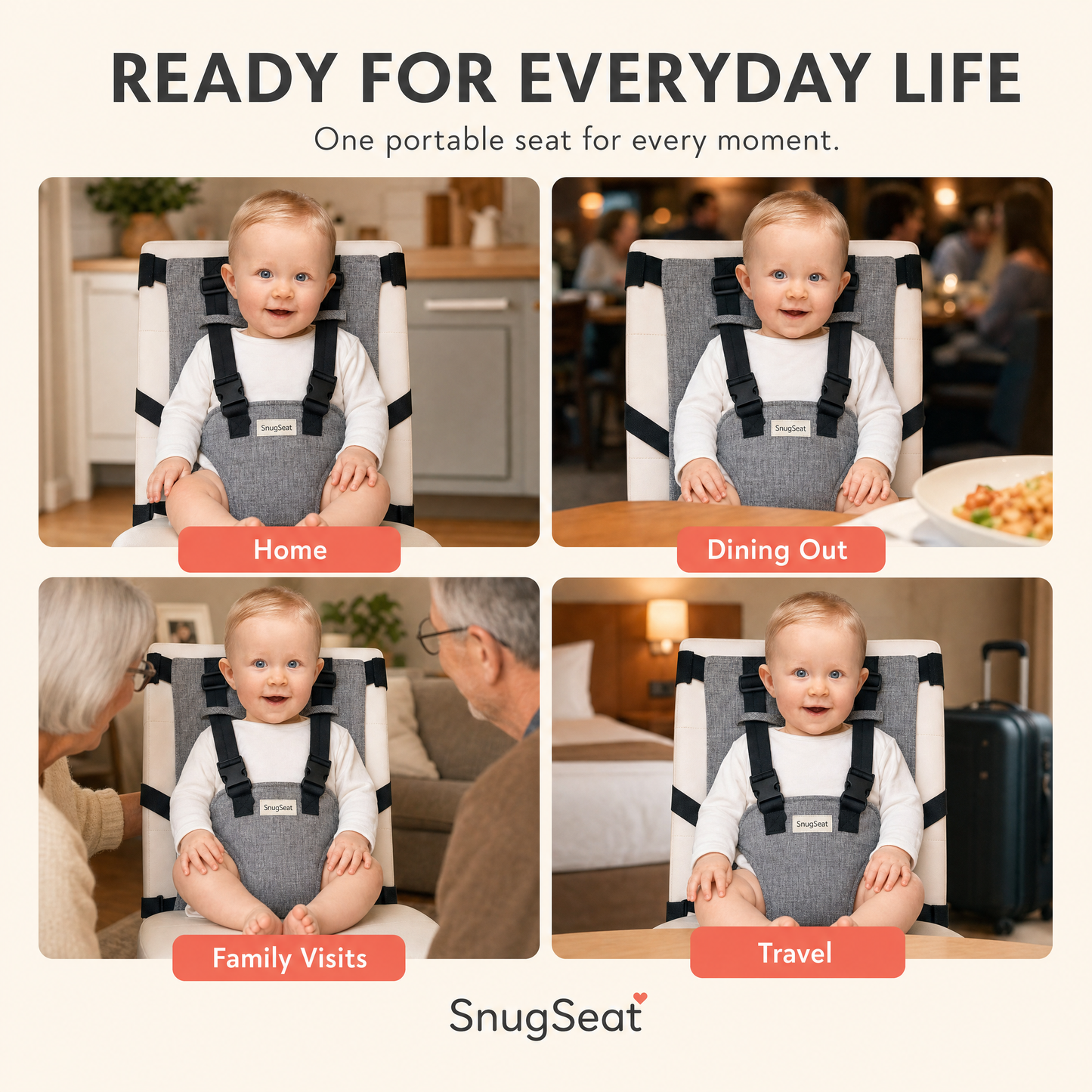 SnugSeat™ – Keep Baby Safe & Secure in Any Chair